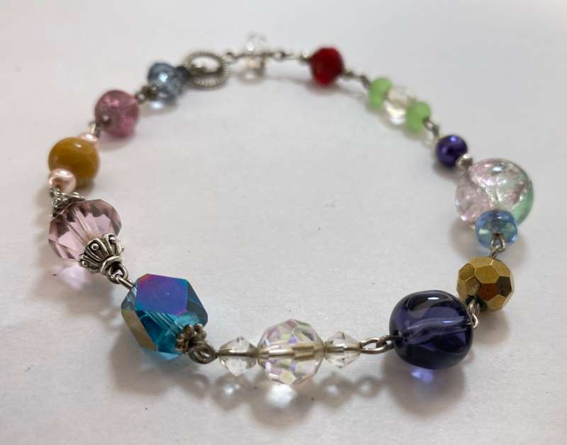 Bracelet - Glass Multi-Colour Beads. Silver Colour#ML1245 R150.00 | Dimensions: 240mm