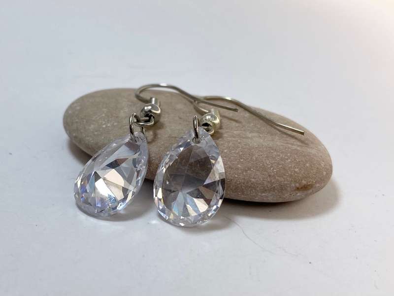 Earrings - Drops With Large Pear Shaped Crystal. Silver Colour Hooks #ML1254 R195.00 | Dimensions...
