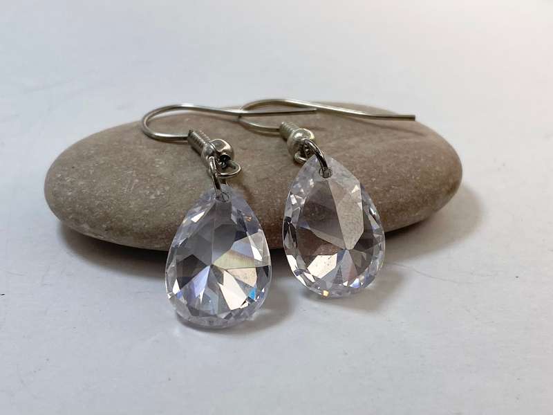 Earrings - Drops With Large Pear Shaped Crystal. Silver Colour Hooks #ML1254 R195.00 | Dimensions...