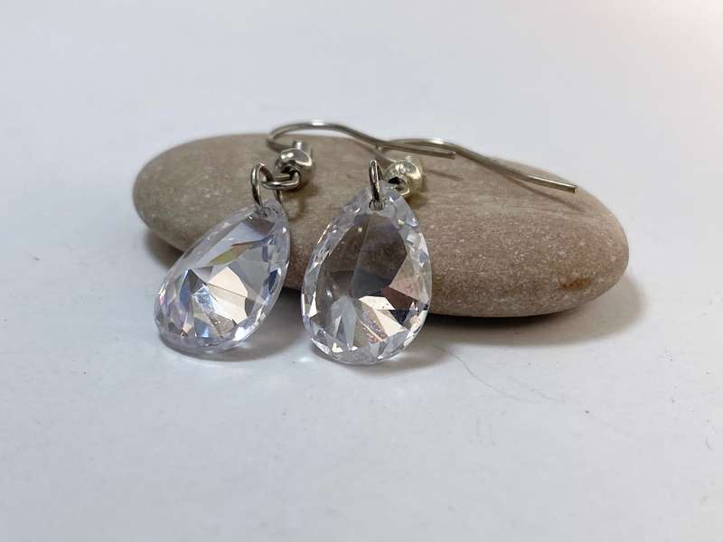 Earrings - Drops With Large Pear Shaped Crystal. Silver Colour Hooks #ML1254 R195.00 | Dimensions...