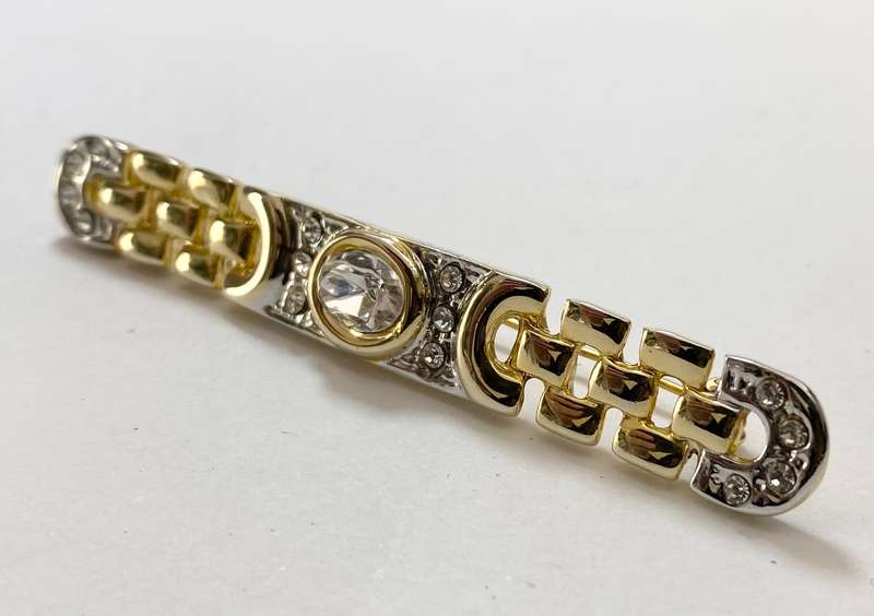 Brooch - Oblong With Large Clear Centre Stone Detail. Gold and Silver Colour #ML1259 R295.00 | Di...