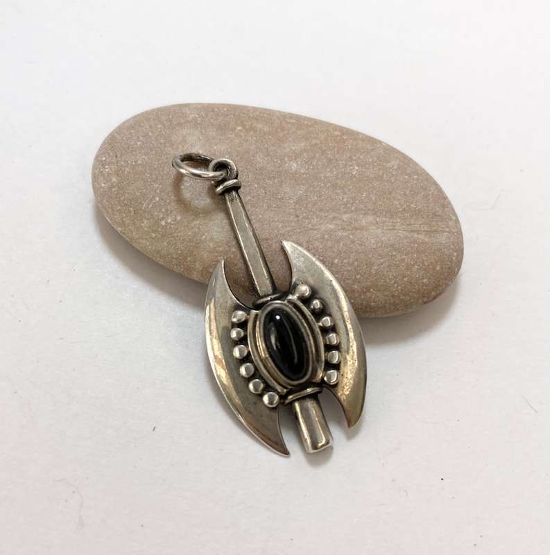 Pendant - Silver War Axe With Obsidian Centre Stone #ML1274 R350.00 | Dimensions: 34mm x 17mm