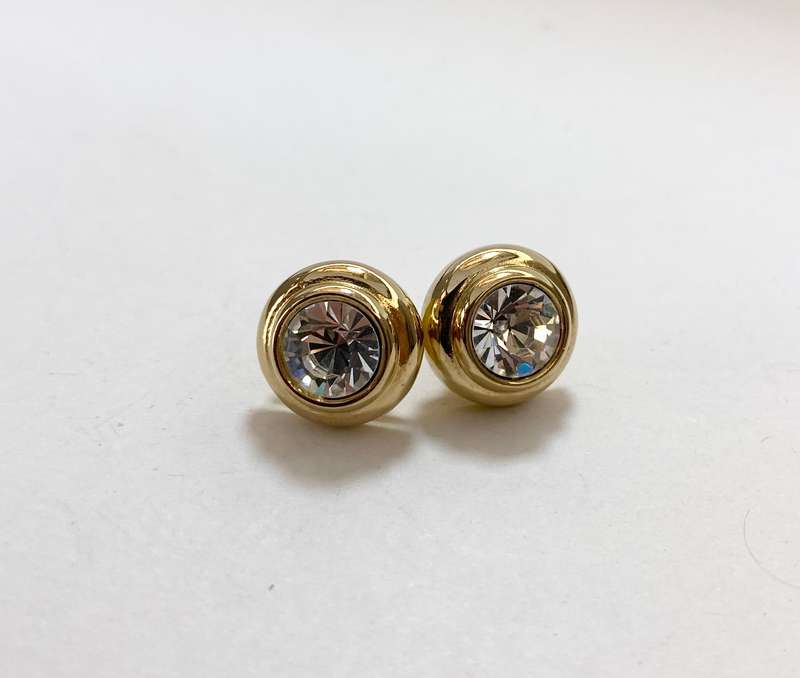 Earrings - Studs With Large Centre Crystal. Gold Colour #ML1276