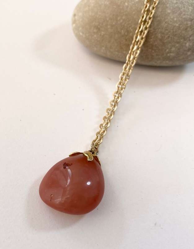 Necklace - Orange Colour Stone on Gold Colour Chain #ML1292 R195.00 | Dimensions: Chain is 560mm ...