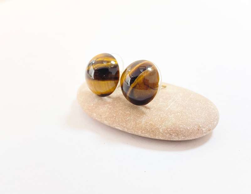 Earrings - Tigers Eye Stone Studs #ML1301 R195.00 | Dimensions: 12mm D