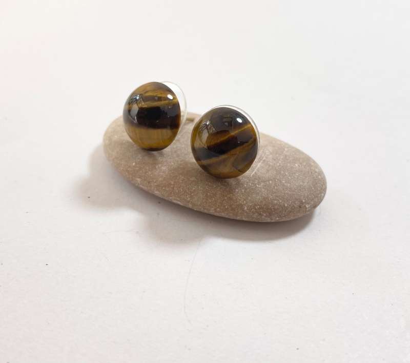 Earrings - Tigers Eye Stone Studs #ML1301 R195.00 | Dimensions: 12mm D