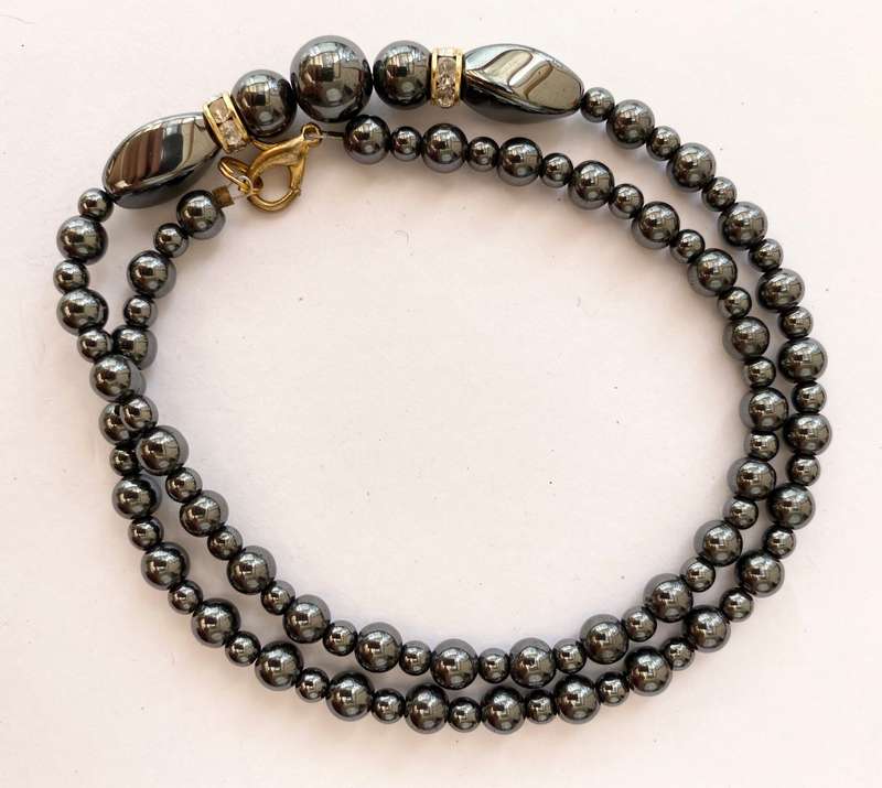 Set - Hematite Necklace and Earring Set. Curved Rectangular shape #ML1322