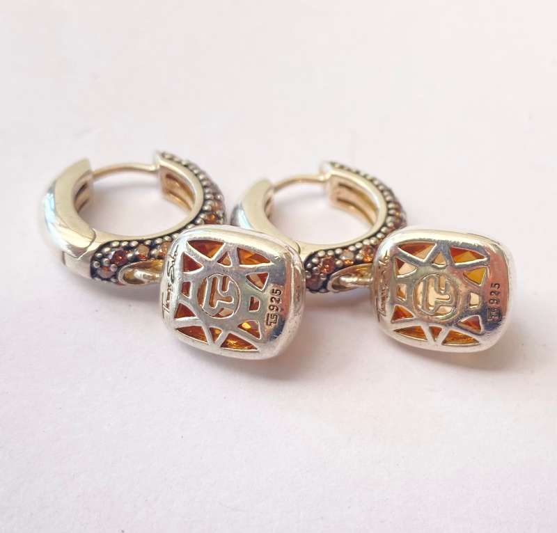 Set - Thomas Sabo Earrings, Pendant and Ring. Imperial Topaz Stones. All 925 Silver