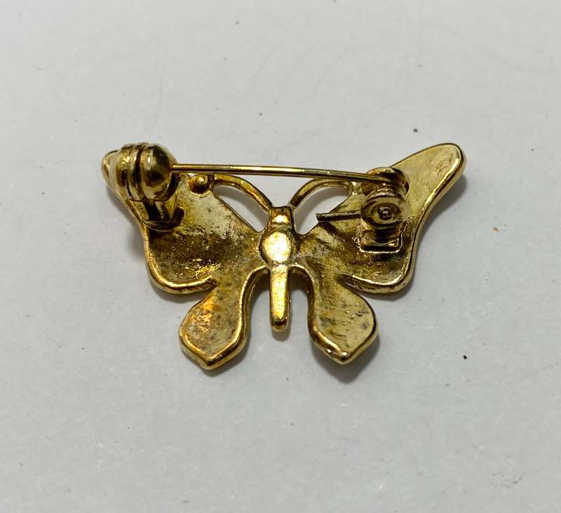 Brooch - Butterfly With Blue, Green and Red Colour. Gold Colour #ML1370