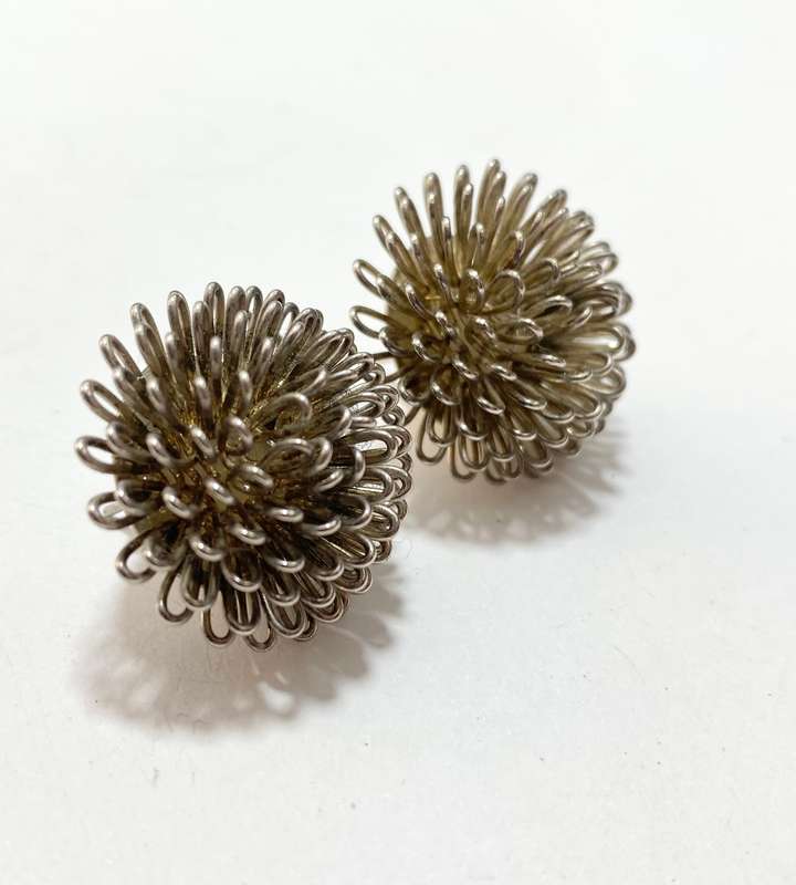 Earrings - Porcupine Style, Dark Silver Colour #ML1373