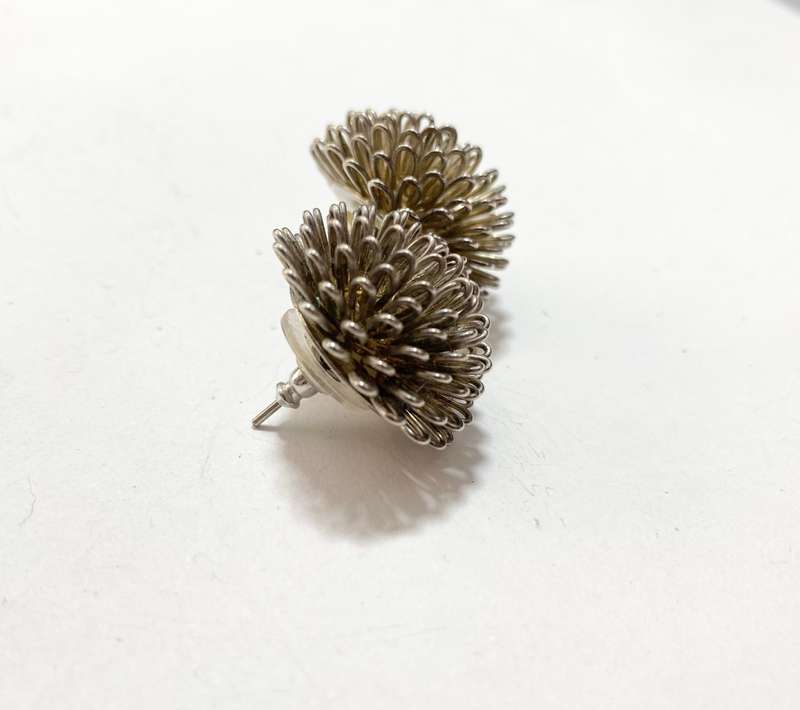 Earrings - Porcupine Style, Dark Silver Colour #ML1373