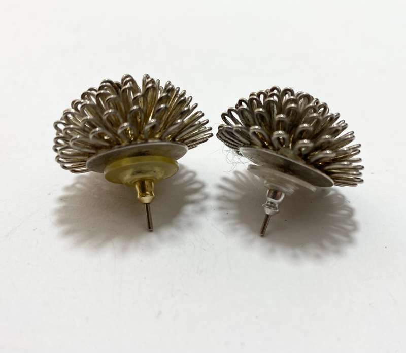 Earrings - Porcupine Style, Dark Silver Colour #ML1373
