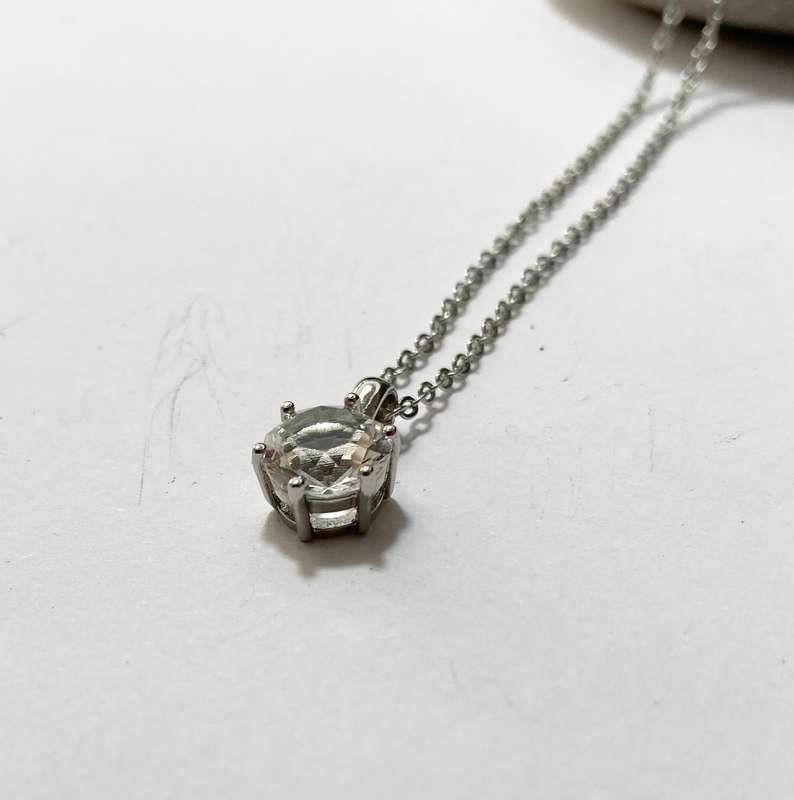 Necklace - Mestige Branded Silver Colour Chain With Crystal Centre Stone Pendant #ML1385