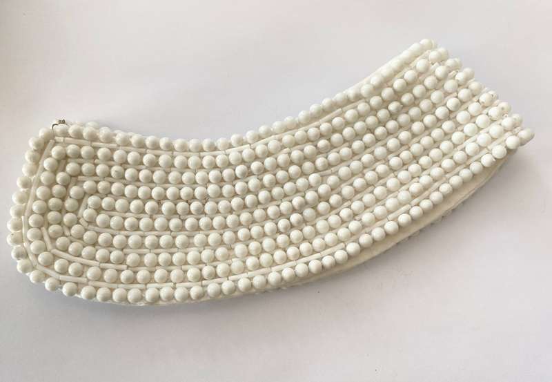 Necklace - White Beaded Collar. Gatsby Style #ML1431