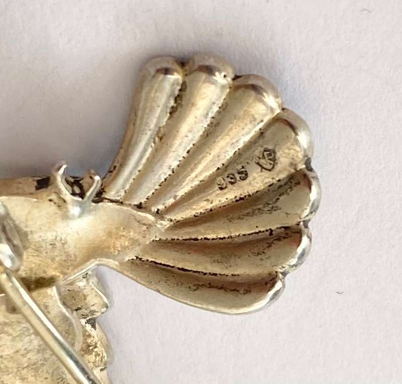 Brooch - Silver Egyptian Goose. Garnet Eye. Clear Crystals Embedded #ML1435