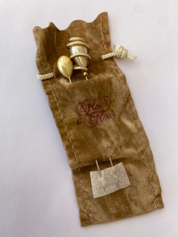 Hat Pins - Set of 2 Vintage Pins With Faux Pearls. One With Brass Snake-like Spiral, one with pla...