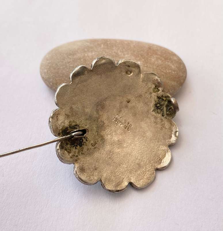 Brooch - Vintage Folded Twist Design. Silver Colour. Made In Israel #ML1440