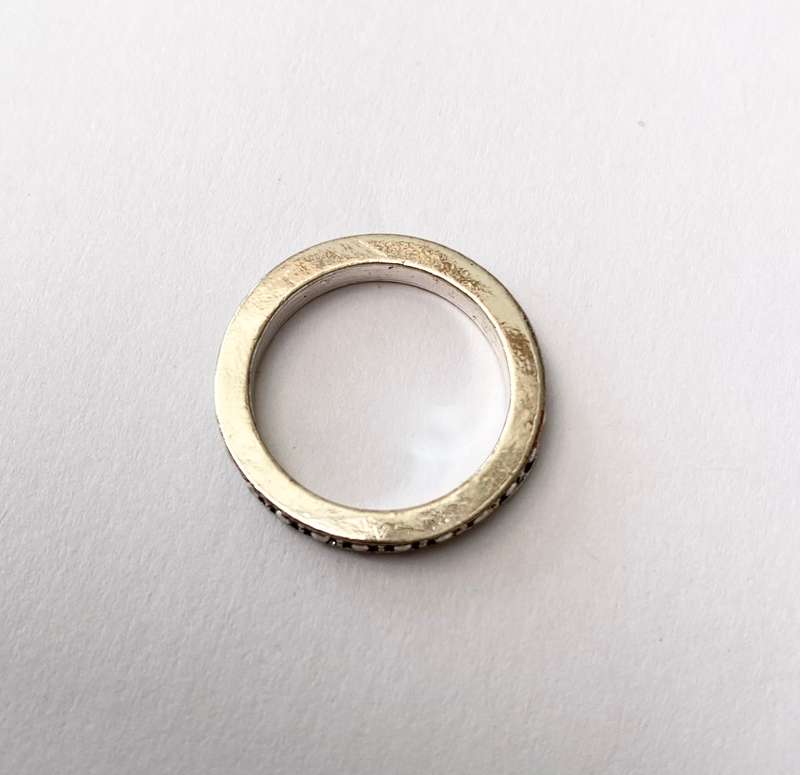 Ring - Silver With Black Enamel Inset and Silver Dots #ML1446