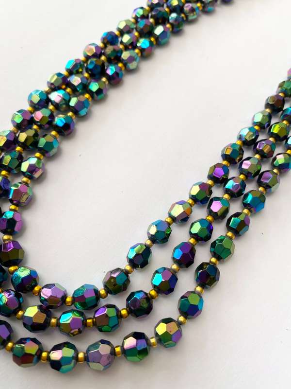 Necklace - Vintage Chromatic Beads With Gold Colour Clasp #ML1447