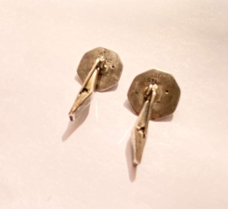 Cufflinks - Vintage Silver Siam Nang Fa (the fairy). Black Enamel. Silver Dancing Lady