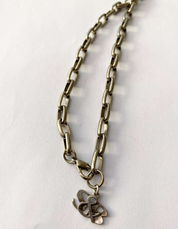 Necklace - Large Heavy Chain With Large Pendants: Celtic Cross, Teardrop Clear Stone, Teardrop Si...