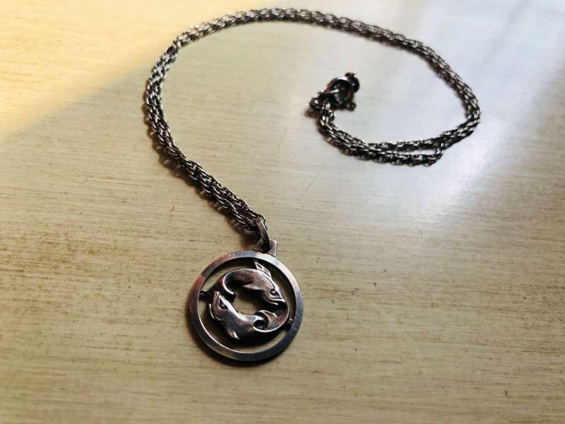 Pendant - Sterling Silver Pisces Pendant on .925 Silver Chain (Made In Germany) #ML084