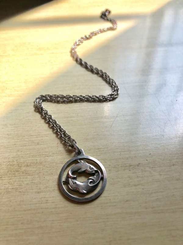 Pendant - Sterling Silver Pisces Pendant on .925 Silver Chain (Made In Germany) #ML084