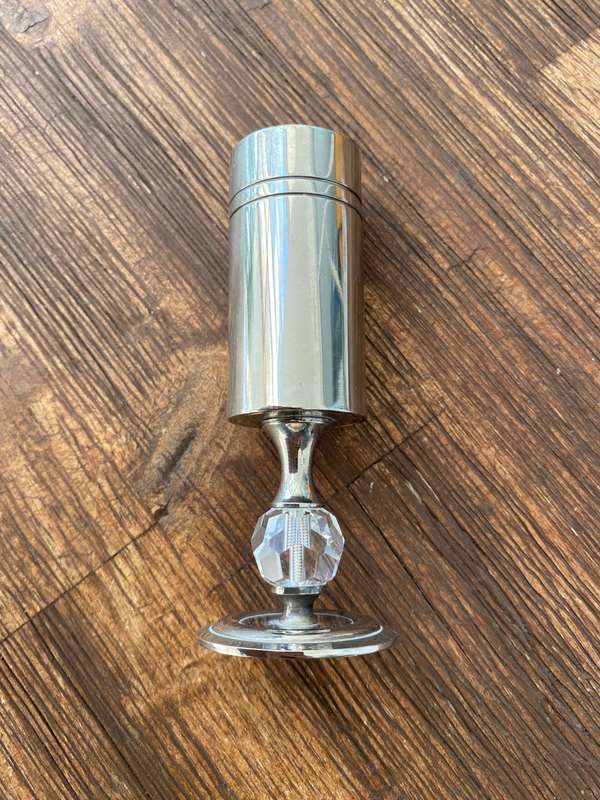 Antiques and Collectibles - Small Wine Goblet. Crystal on Stem. Silver Colour #ML1551