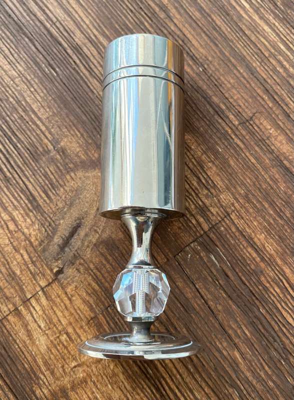 Antiques and Collectibles - Small Wine Goblet. Crystal on Stem. Silver Colour #ML1551
