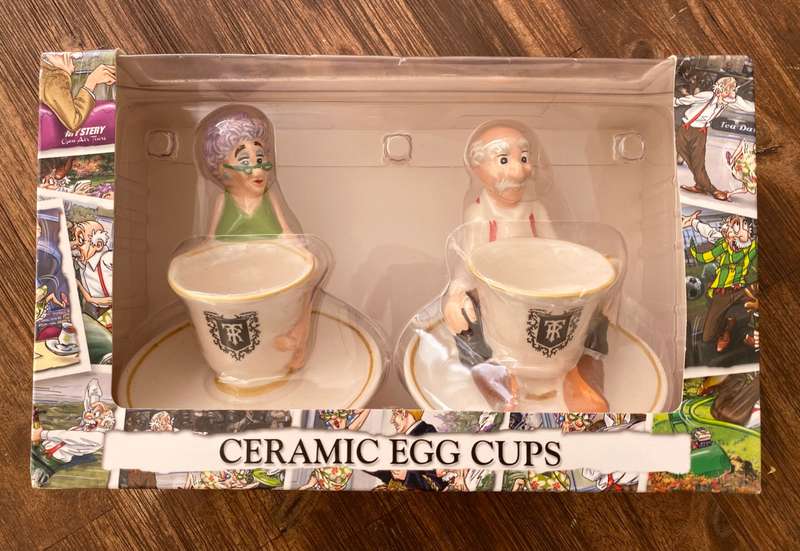 Antiques and Collectibles - Set of 2 Rosy Lee and Earl Grey Novelty Egg Cups. Ceramic. Collectors...