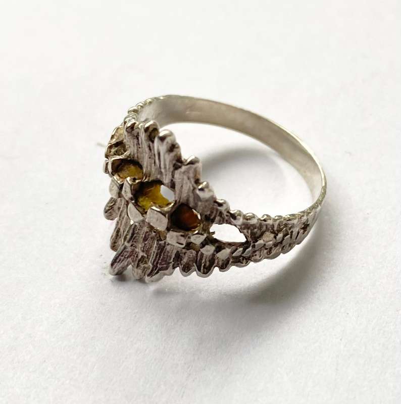 Ring - 835 Silver Band With Staggered Edges. Small Size #ML1560