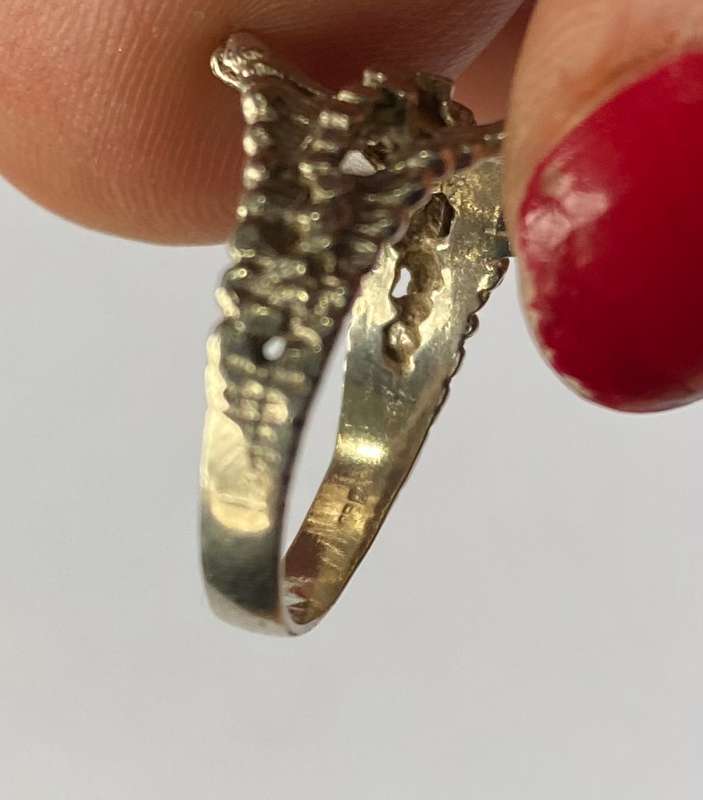 Ring - 835 Silver Band With Staggered Edges. Small Size #ML1560