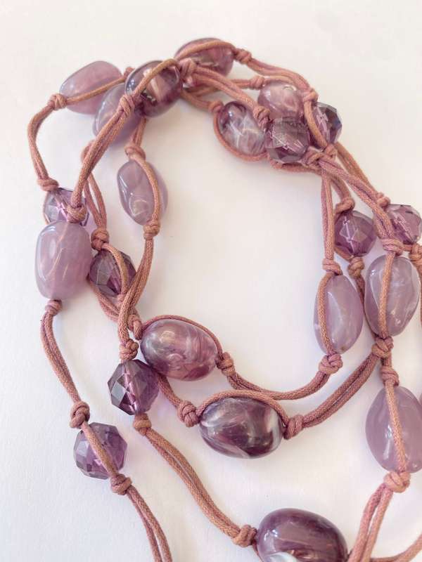 Necklace - Purple Beads on Purple Cord #ML1570