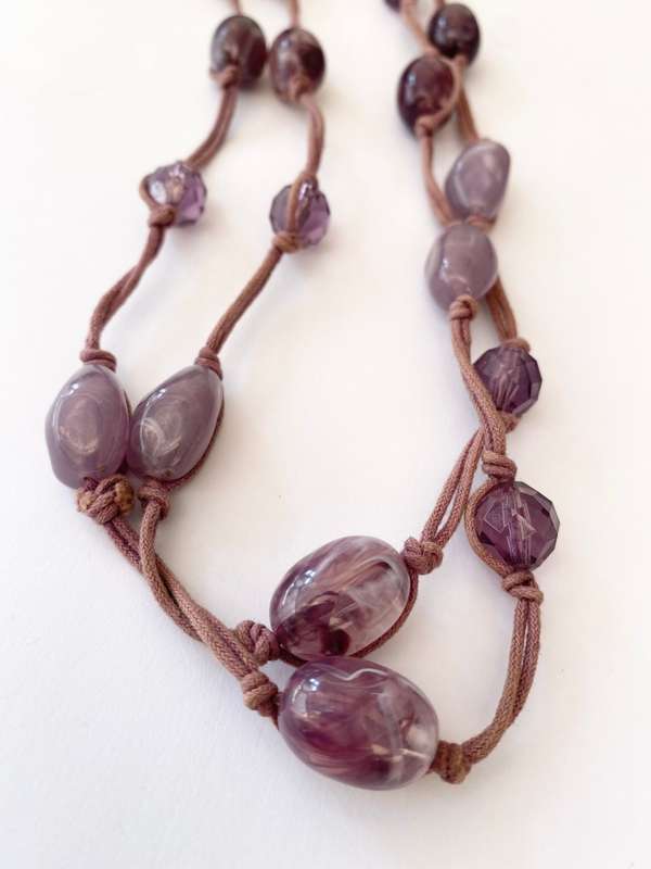 Necklace - Purple Beads on Purple Cord #ML1570