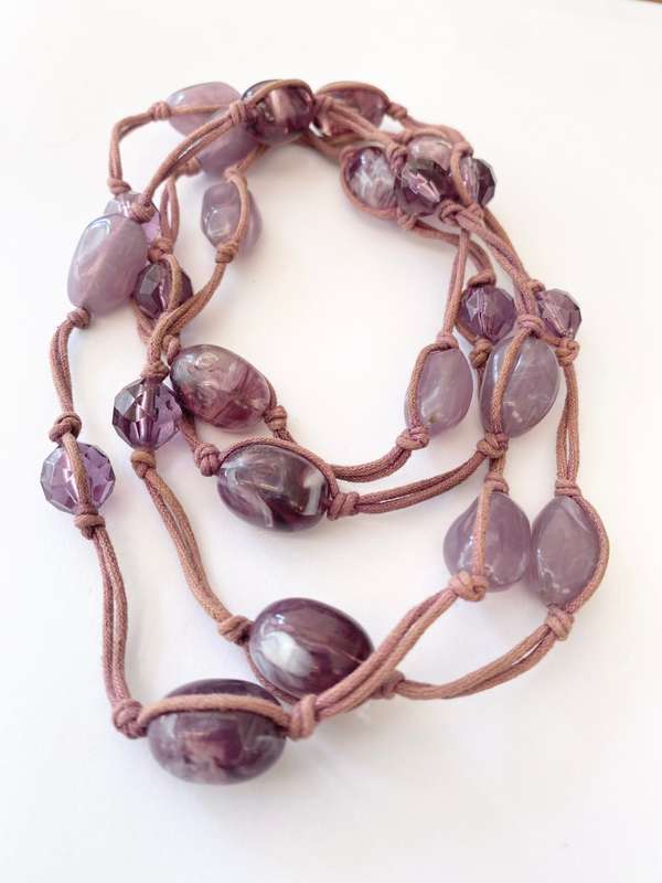 Necklace - Purple Beads on Purple Cord #ML1570