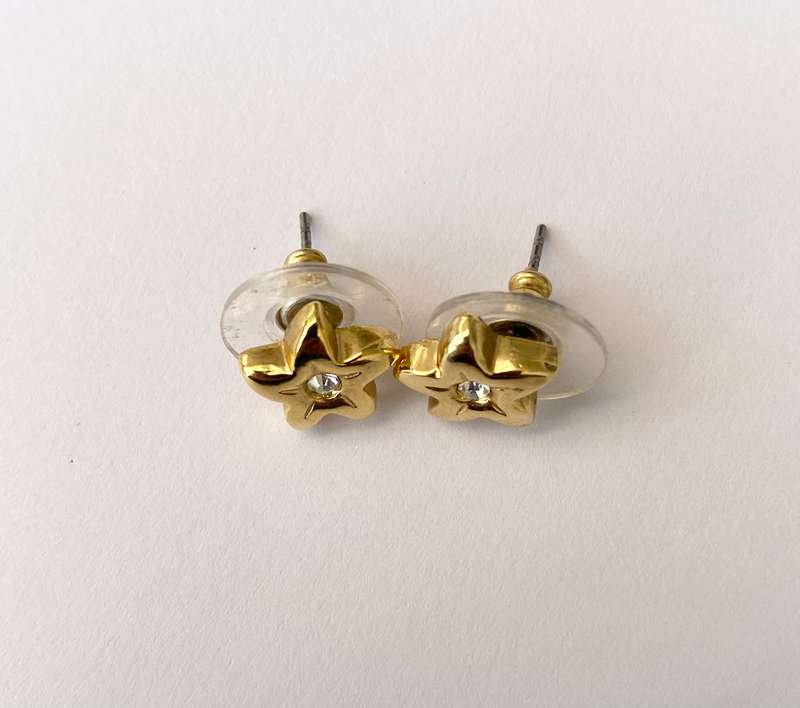 Earrings - Star/Flower Studs With Diamante In Centre. Gold Colour #ML1579