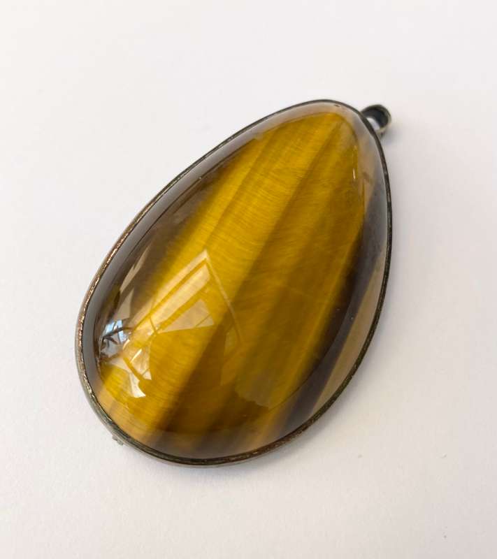 Pendant - Combination Pendant/Brooch. Oval Tigers Eye With Silver Surround #ML1581