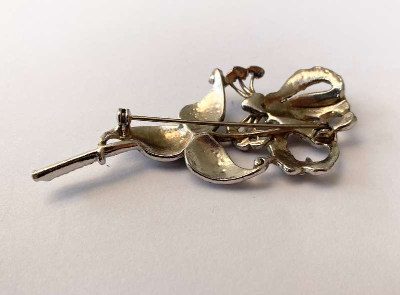 Brooch - Vintage Silver Plated Marcasite Flower Design #ML1582