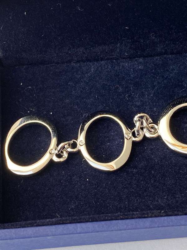 Bracelet - Swarovski. Links With Circular Rings with Clear Crystals. T Clasp. In Original Box #ML...