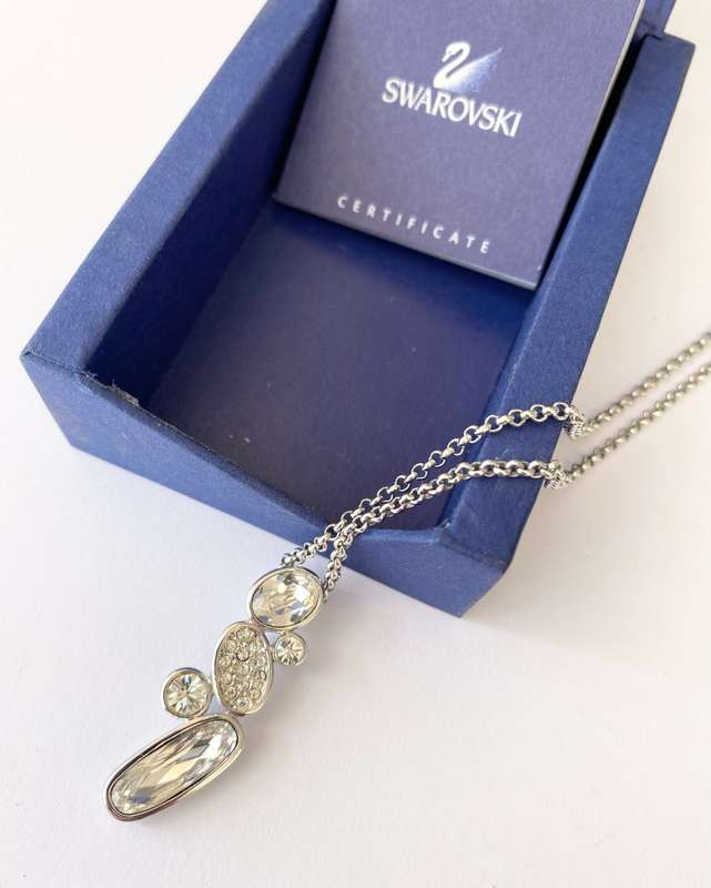 Necklace - Swarovski Chain With Irregular Size Crystal Pendants #ML1597