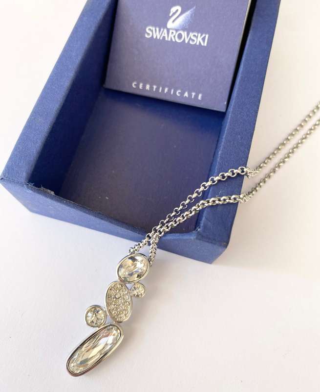 Necklace - Swarovski Chain With Irregular Size Crystal Pendants #ML1597