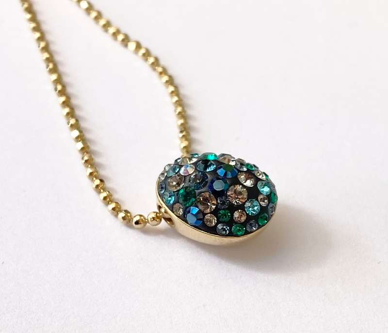 Set - Swarovski Necklace and Earrings. Pear Shaped Studs and Pendant on Chain. Coloured Crystals ...