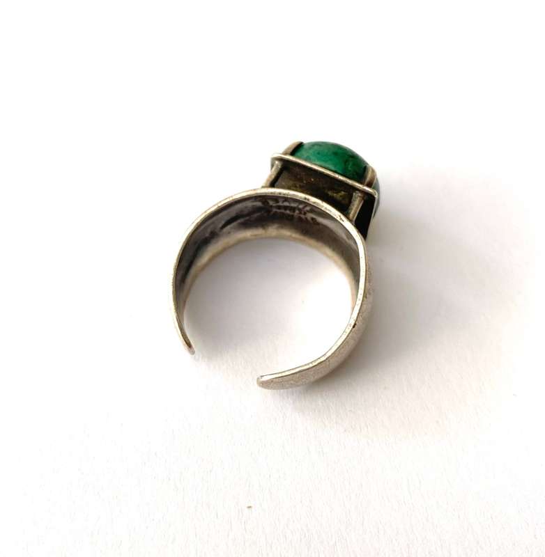 Ring - Wide Sterling Silver Cuff Band With Israel Stamp #ML1604