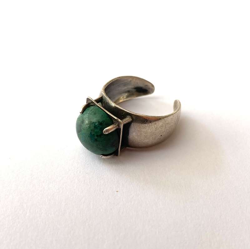 Ring - Wide Sterling Silver Cuff Band With Israel Stamp #ML1604