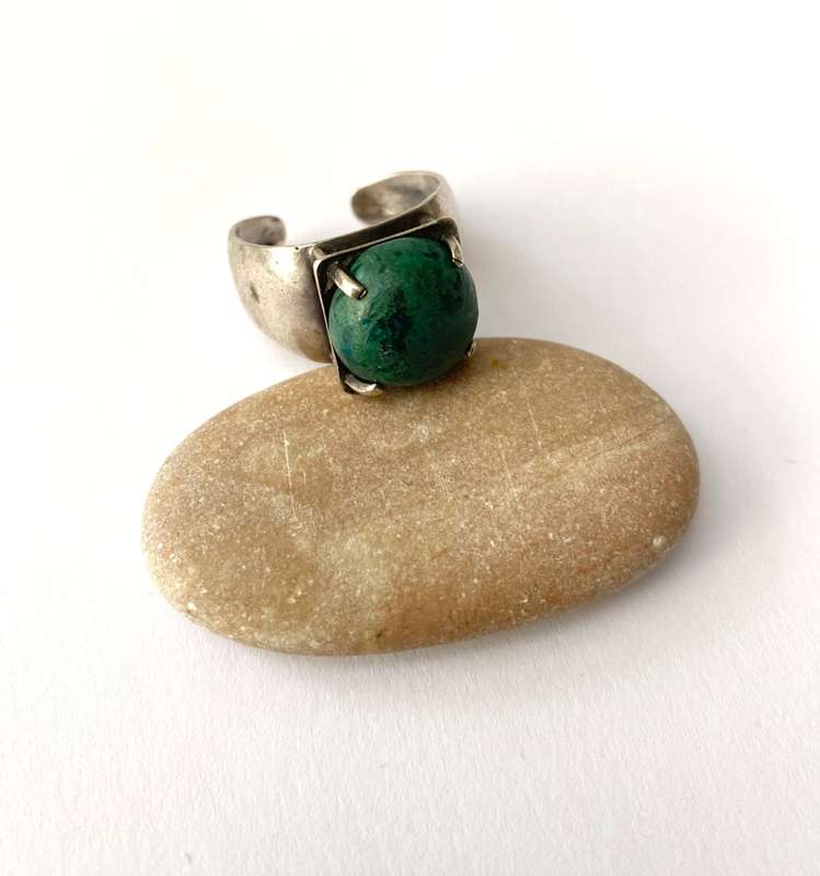 Ring - Wide Sterling Silver Cuff Band With Israel Stamp #ML1604