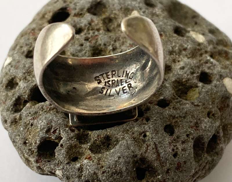 Ring - Wide Sterling Silver Cuff Band With Israel Stamp #ML1604