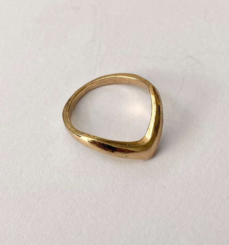 Ring - Small Wishbone Band. Gold Colour #ML1611