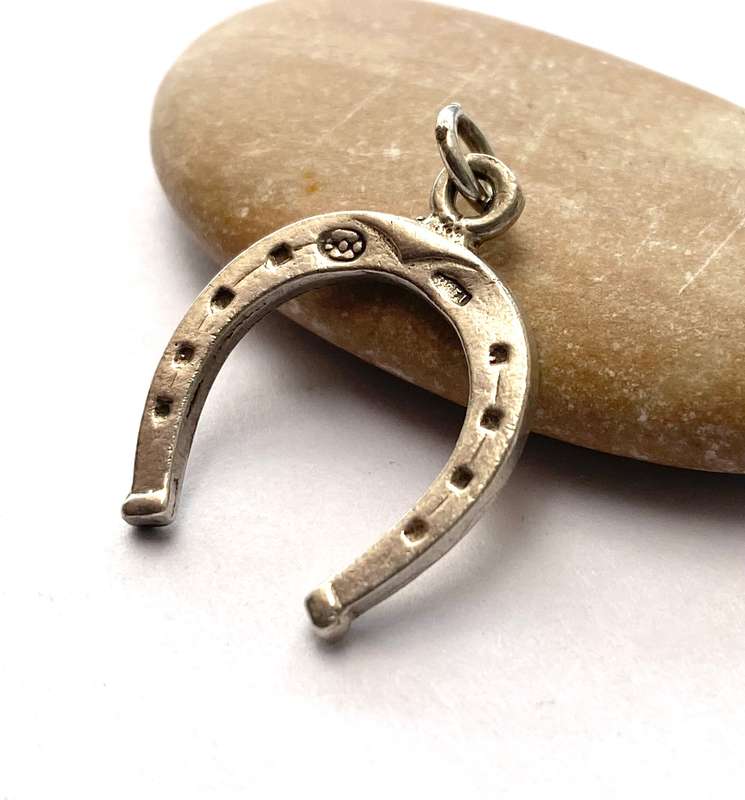 Pendant - Silver Horseshoe. Silver Stamp and Flower Stamp #ML1630