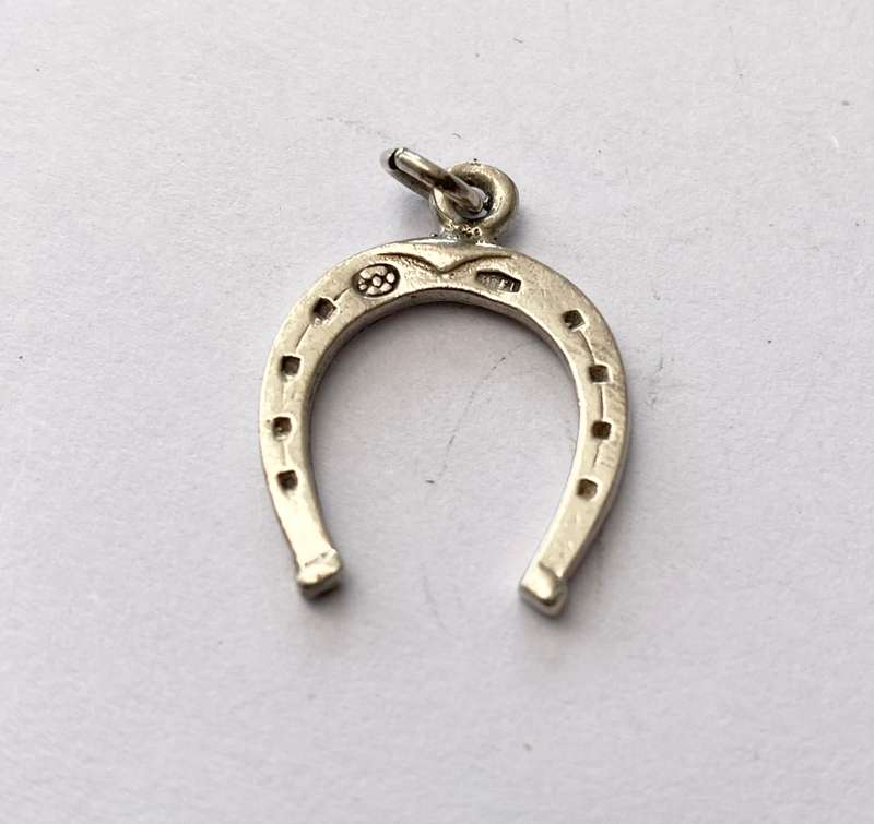 Pendant - Silver Horseshoe. Silver Stamp and Flower Stamp #ML1630