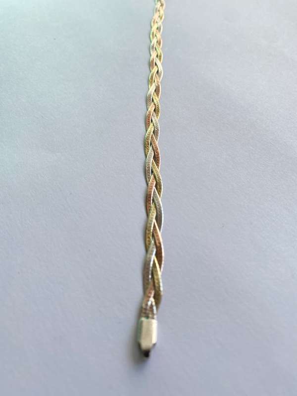 Bracelet - 925 Silver Tricolour Braided Snake Chain #ML1659